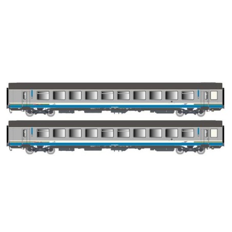 SET 2 VOITURES CORAIL VTU, LIVREE TER RHONE-ALPES, LOGO CASQUETTE, SNCF PAR LS MODELS 41217