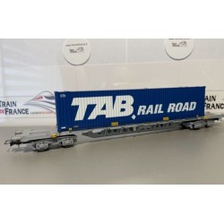 CONTAINER WAGON 4 AXLES Sgnss, WITH 1 CONTAINER 45' TAB RAIL ROAD, HO, EpV, BY JOUEF HJ6262