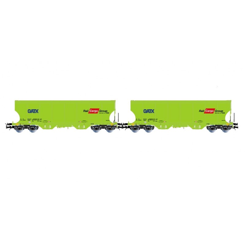 1 BOX OF 2 SILOS WAGONS 4 AXLES ROUND WALLS, CARGO GROUP RAIL, FLUO GREEN, HO, EpVI, BY RIVAROSSI HR6674 1 BOX OF 2 SILOS WAGONS 4 AXLES ROUND WALLS, CARGO GROUP RAIL, FLUO GREEN, HO, EpVI, BY RIVAROSSI HR6674