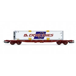 1 TOUAX CONTAINER CARRY WAGON, S70, 4 AXLES, SNCF, WITH 1 MOBILE BODY B DORCHIES, HO, EpIV, BY JOUEF HJ6279