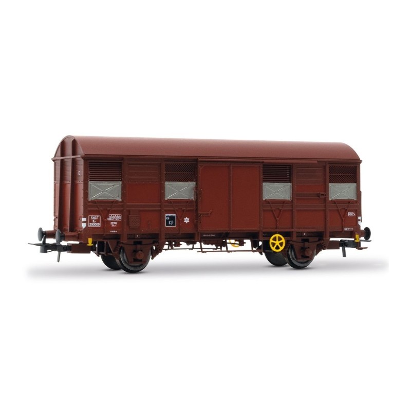 1 COVERED WAGON, K4, 2 AXLES, SNCF, HO, EpIII, RED REAR LIGHTS, BY JOUEF HJ6291 1 COVERED WAGON, K4, 2 AXLES, SNCF, HO, EpIII, RED REAR LIGHTS, BY JOUEF HJ6291