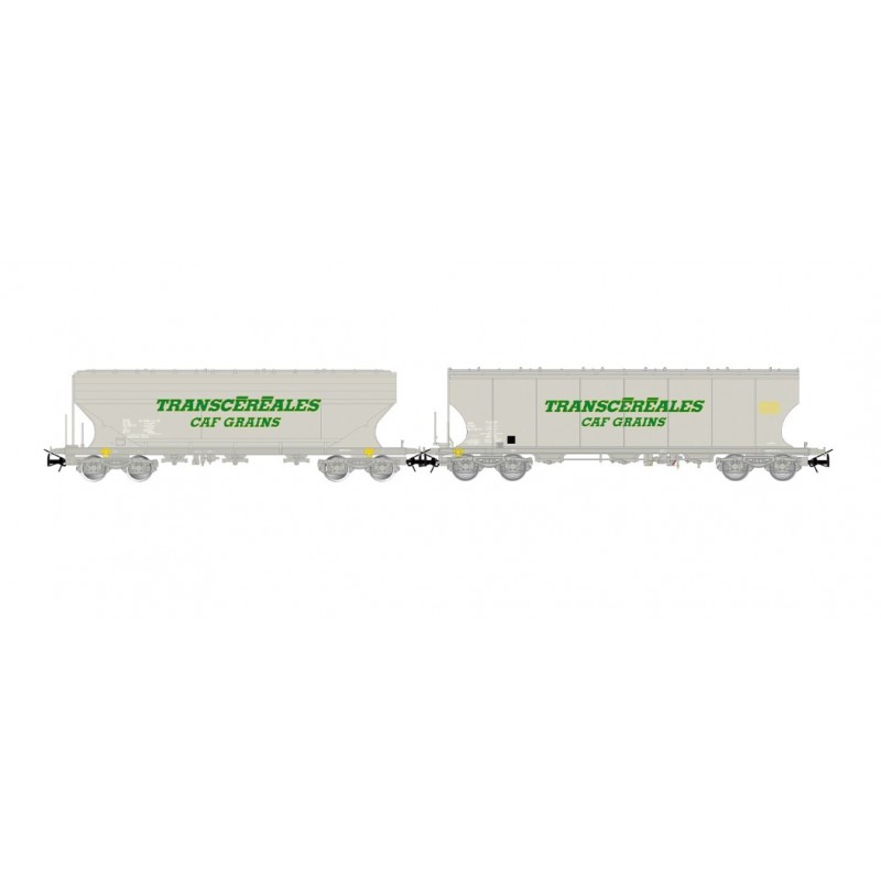 1 BOX OF 2 CEREAL HOPPER WAGONS, SNCF, TRANSCEREALES CAF GRAINS, HO, EpIV/V, BY JOUEF HJ6313 1 BOX OF 2 CEREAL HOPPER WAGONS, SNCF, TRANSCEREALES CAF GRAINS, HO, EpIV/V, BY JOUEF HJ6313