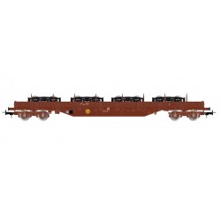 1 PLATFORM WAGON, 4 AXLES, TYPE Res, LOADING 4 BOGIES Y25, SNCF, HO, EpV, BY JOUEF HJ6308