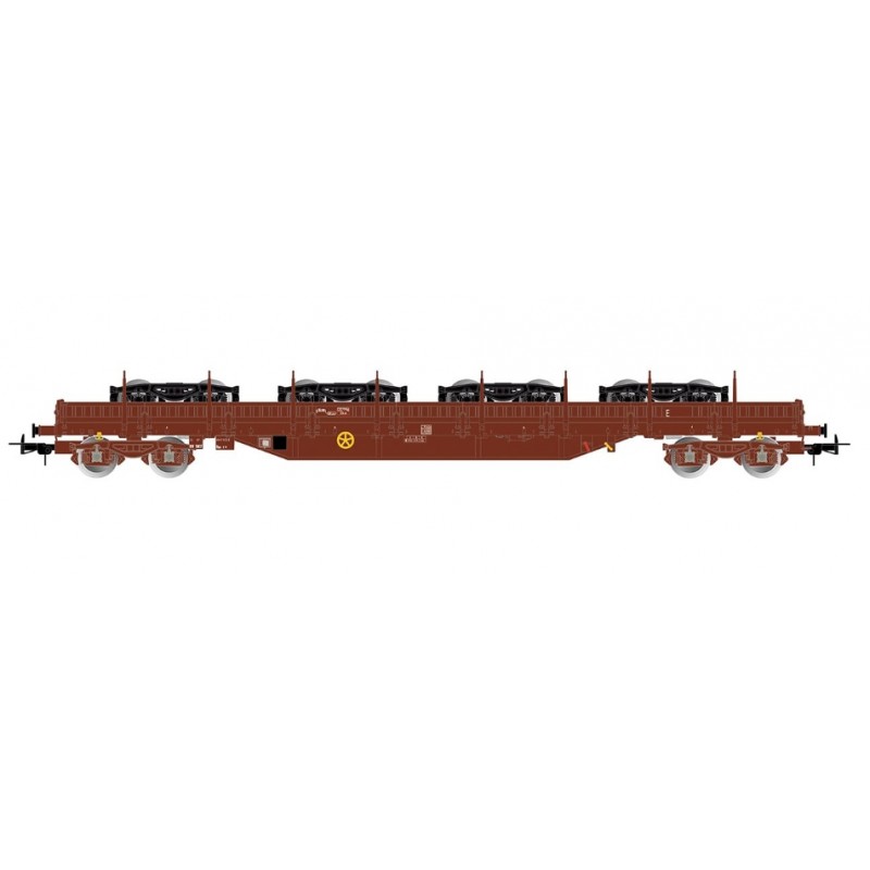 1 PLATFORM WAGON, 4 AXLES, TYPE Res, LOADING 4 BOGIES Y25, SNCF, HO, EpV, BY JOUEF HJ6308 1 PLATFORM WAGON, 4 AXLES, TYPE Res, LOADING 4 BOGIES Y25, SNCF, HO, EpV, BY JOUEF HJ6308