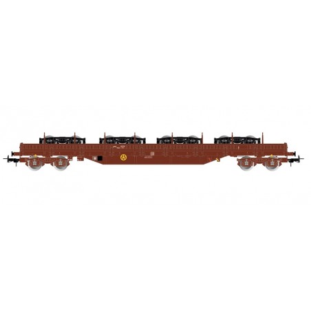 1 PLATFORM WAGON, 4 AXLES, TYPE Res, LOADING 4 BOGIES Y25, SNCF, HO, EpV, BY JOUEF HJ6308
