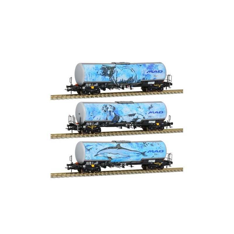 1 SET OF 3 M.A.D TANK WAGONS, HO, EpVI, BY SUD EXPRESS S783901