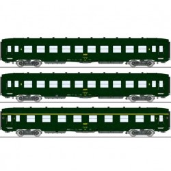 COFFRET DE 3 VOITURES DEV AO COURTES, B10, SNCF, HO, EpIV, PAR REE MODELES VB392
