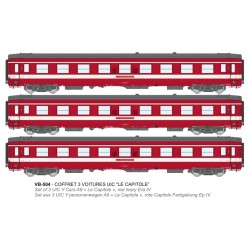 COFFRET DE 3 VOITURES VOYAGEUR UIC A9, LE CAPITOLE, HO, EpIV, REE VB504