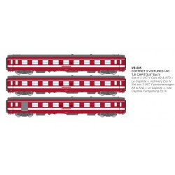 COFFRET DE 3 VOITURES VOYAGEUR UIC A9 ET A7D, LE CAPITOLE, HO, EpIV, REE VB505